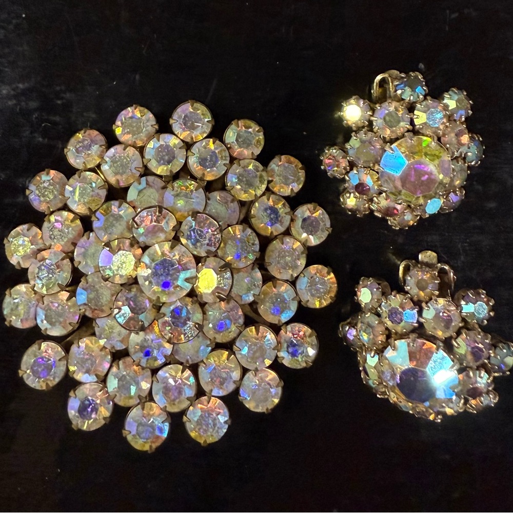 Elegant Vintage AB rhinestone Jewelry Set